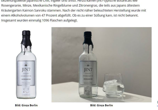 Spirituosen-Journal: Two more JIN7 Japanese craft gins new in Germany