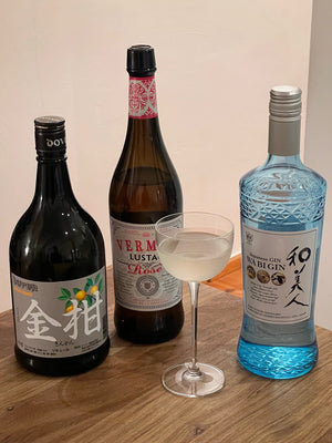Gin cocktail with kumquat and vermouth: the Kinkan Rosé