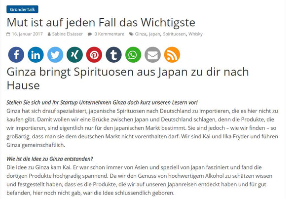 StartupValley - Ginza brings spirits from Japan to your home